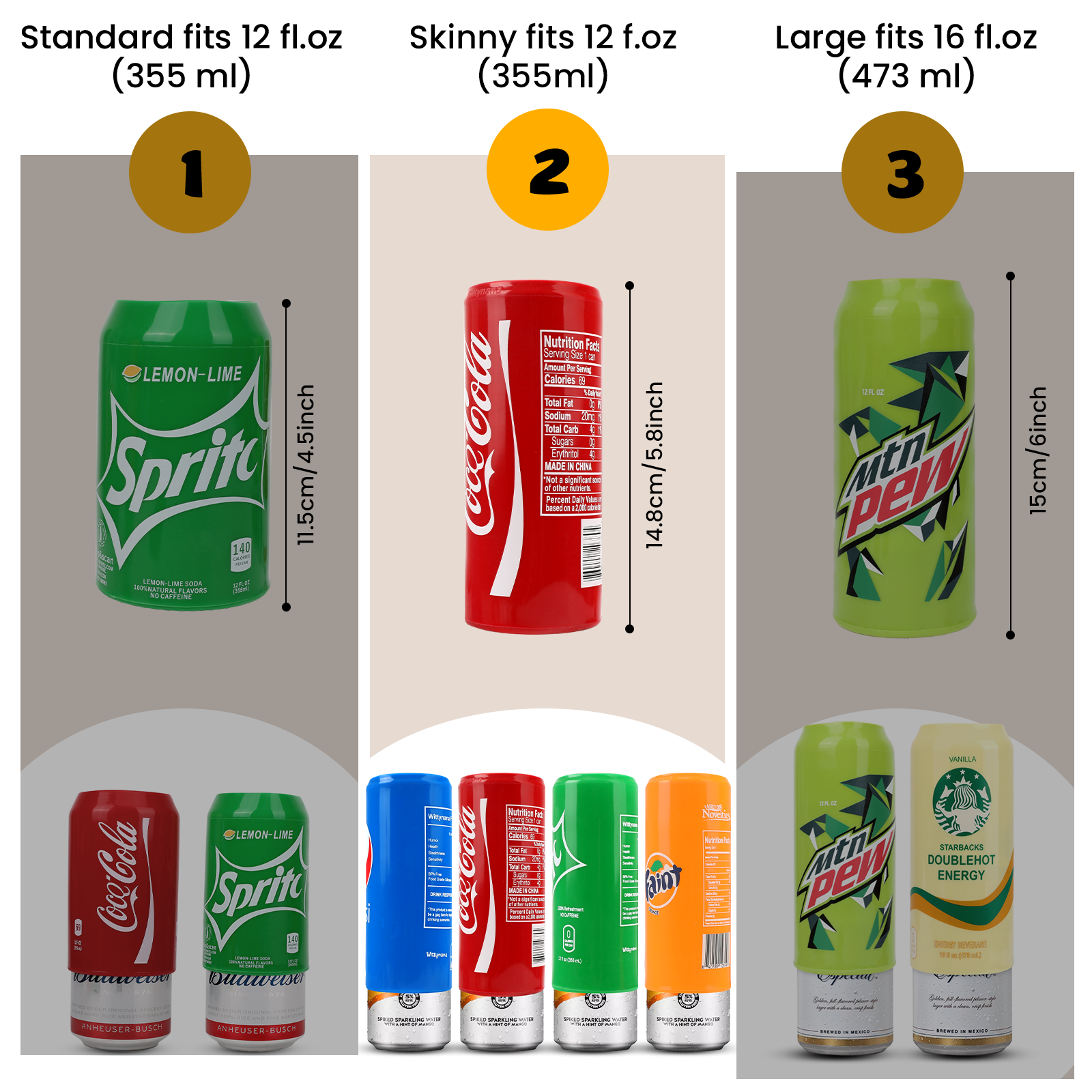 4 Pack Silicone Can Cover Set for 12 oz Skinny Cans